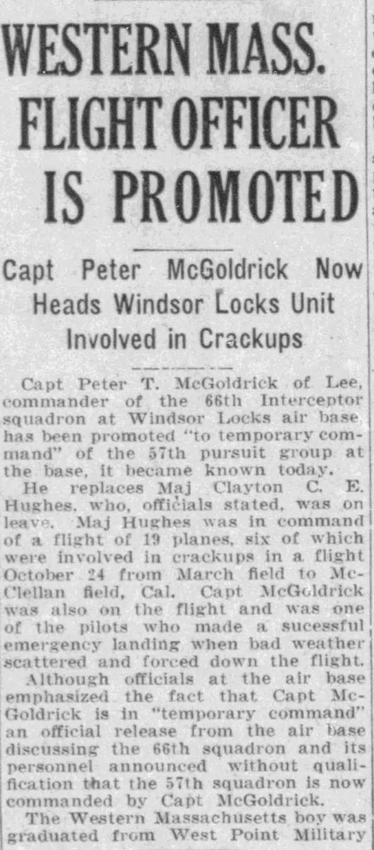 WW2Researcher's tweet image. Lieutenant Colonel Peter McGoldrick, of Lee,   Massachusetts, and the Commanding Officer of the 79th Fighter Group, was killed when his plane crashed into a mine field near Charing Cross, Egypt, on November 6, 1942, 82 years ago today. @WW2Researcher @AFmuseum @natvetsmuseum