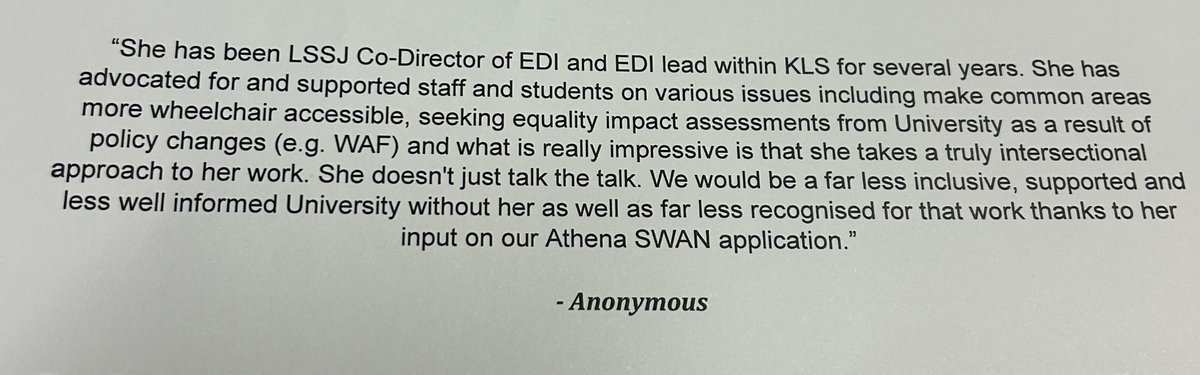 It’s probably a symptom of how awful everything is today but I actually teared up a bit when I saw that I had been nominated for an EDI award by my colleagues and read their endorsement. Especially today equality work really feels important to do