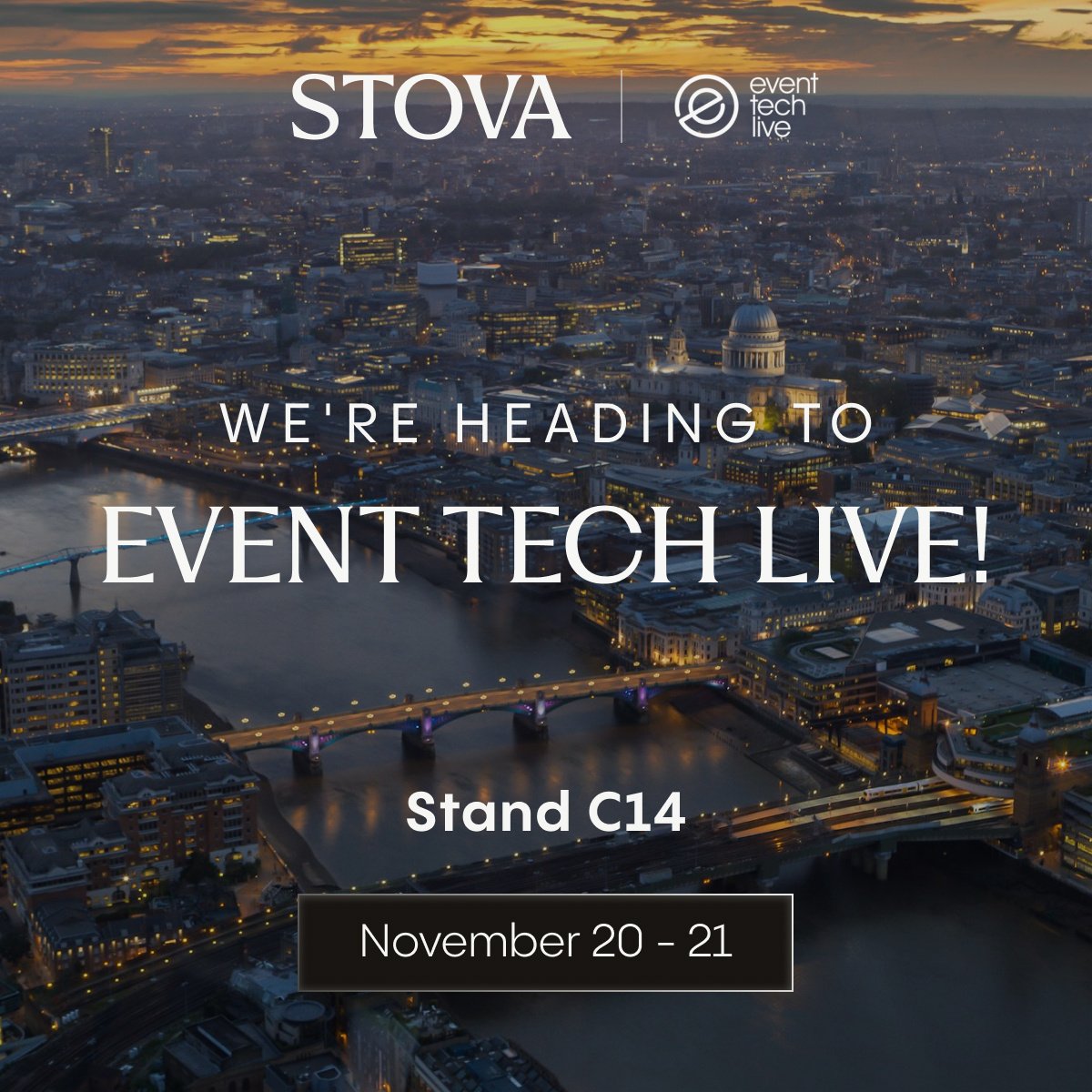 Stova (@stovatech) on Twitter photo Stova is heading to <a href="/eventtechlive/">Event Tech Live</a> London, and we'd love to connect with you!
We're excited to connect at Stand C14, where our team will be sharing insights into our latest innovations and how they can elevate your events. Schedule a meeting with us: hubs.la/Q02X7cFL0 Stova is heading to <a href="/eventtechlive/">Event Tech Live</a> London, and we'd love to connect with you!
We're excited to connect at Stand C14, where our team will be sharing insights into our latest innovations and how they can elevate your events. Schedule a meeting with us: hubs.la/Q02X7cFL0