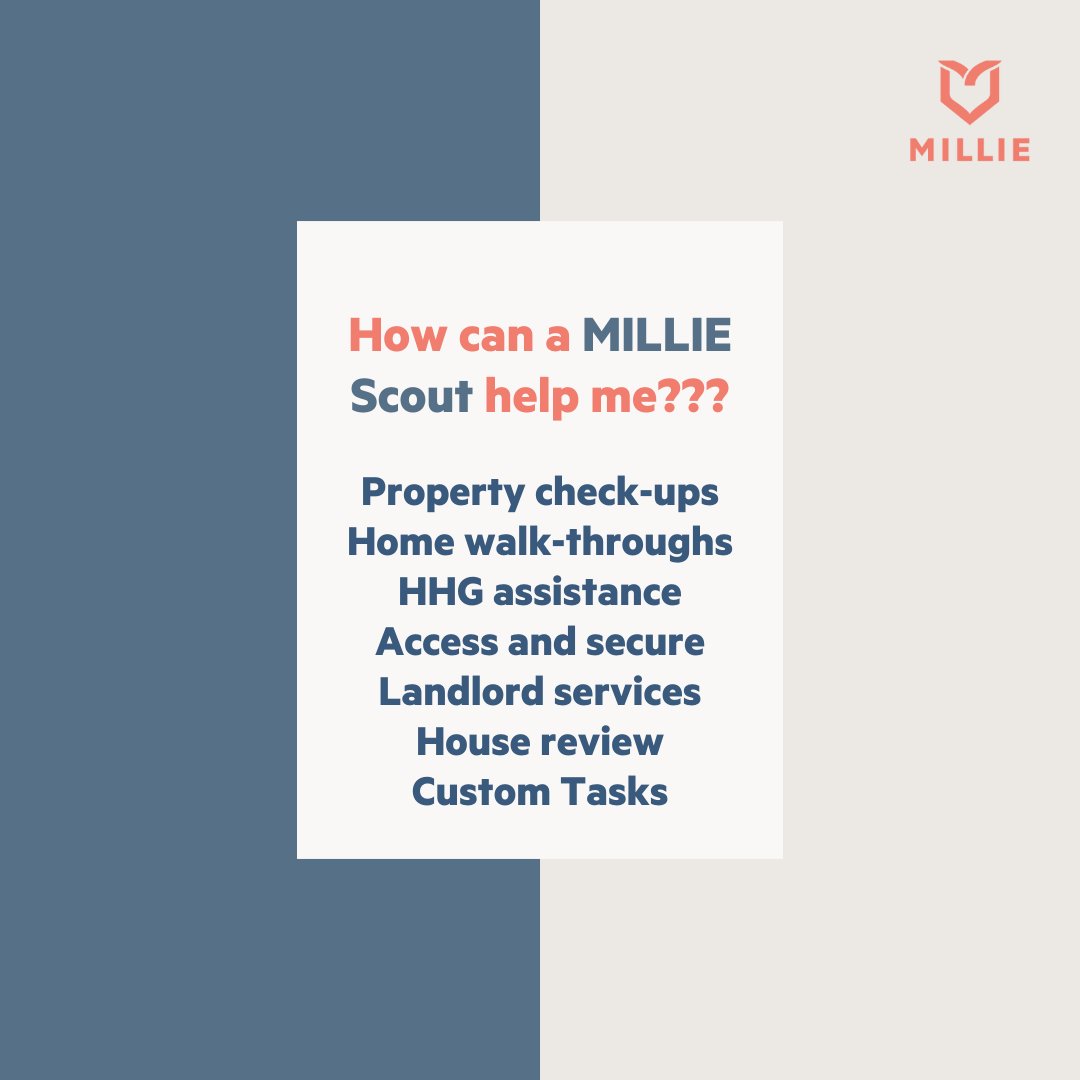gomillie_com's tweet photo. Can't be there to walk through your new home? No worries, MILLIE Scouts can walk through, making notes and even coordinating your logistics while you are en route. Check out all of their services today! https://t.co/5teJRH5ciG

#milliescout #letspcstogether #militaryPCS https://t.co/HyCFRYcKkP