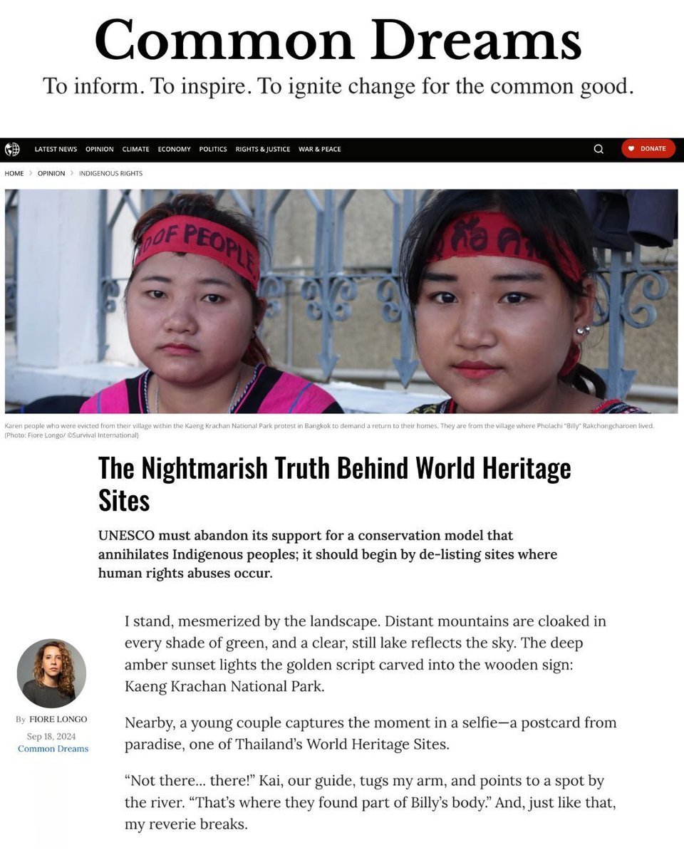 Have you ever thought something was a great idea, but then found out it’s totally not? 🤯

Prepare to be mind-blown with this article by Fiore Longo, head of our Decolonize Conservation campaign, on the "nightmarish truth behind World Heritage Sites." commondreams.org/opinion/world-…