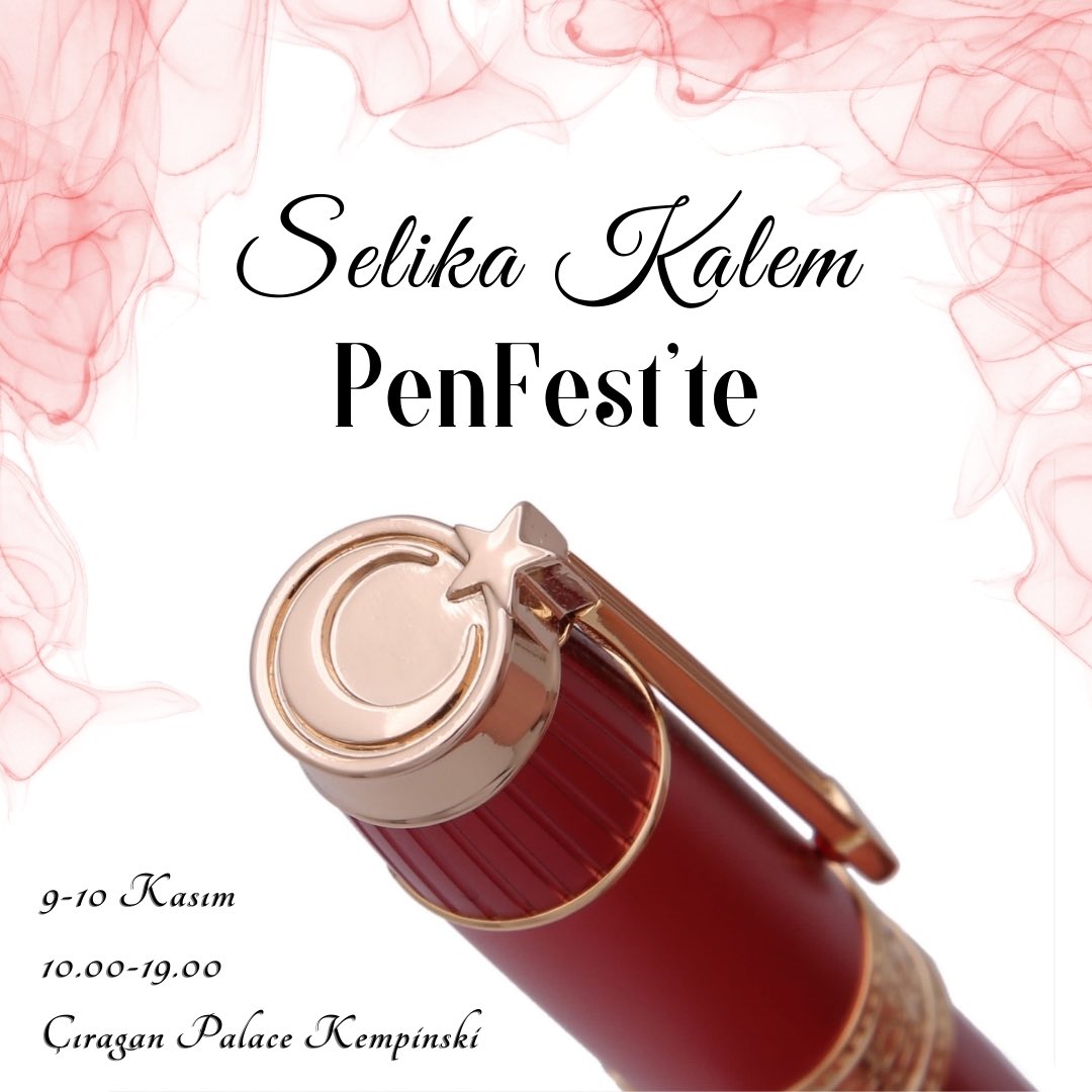 SelikaKalem's tweet photo. Türkiye'nin dolma kalem markası Selika, PenFest 2024'te!

9-10 Kasım tarihlerinde İstanbul Çırağan Palace Kempinski'de gerçekleşecek olan dünyanın ilk ve tek kalem festivalinde bu sene Selika Kalem de yer alıyor. https://t.co/J1uHZ2LTQx