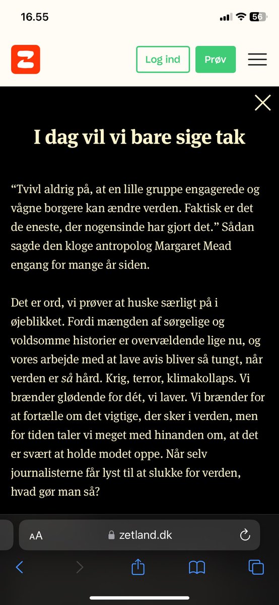 Jeg får ondt i maven, når folk i #dkmedier har det SÅ hårdt, så nu har jeg altså startet en indsamling. Alle bidrag vil gå ubeskåret til en kurv, der kan hjælpe de gode folk på Zetland med at holde modet oppe. qr.mobilepay.dk/box/da01fda1-8…