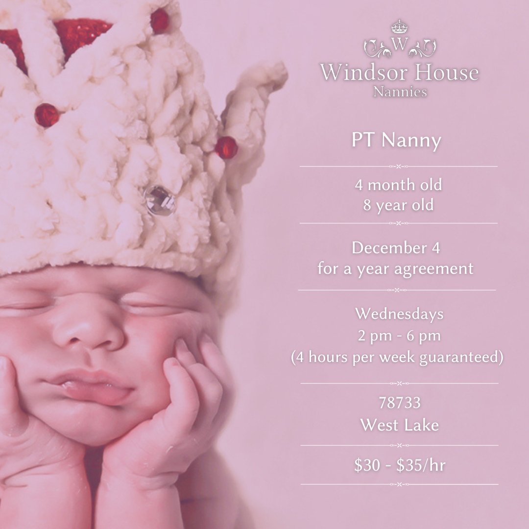 👑 New Position within the Windsor Household! 👑

Inquire within: ow.ly/laJL50U1jkV
Full Job Board: ow.ly/Obu850U1jkU

#KeepCalmandNannyOn #Nanny #NannyJob #NannyLife #NannyJobs #NannyLifeIsTheBestLife #NannyAgency #NannySearch