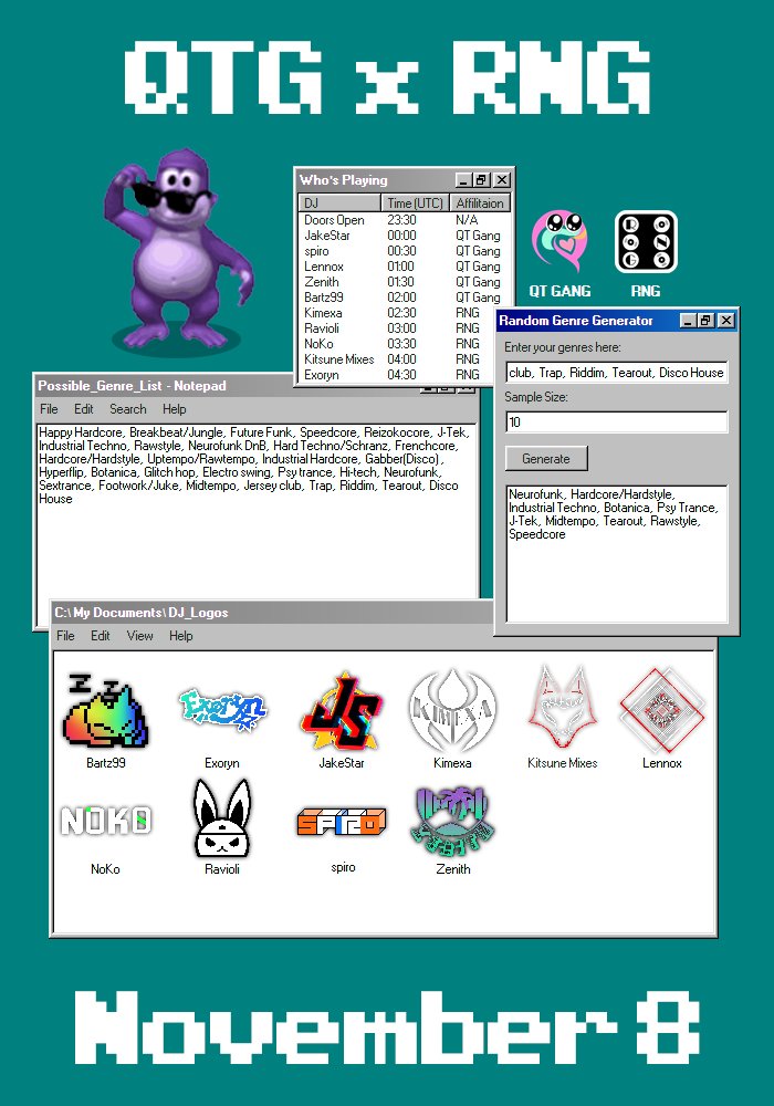 QTG x RNG

11/08/2024
Googie House
Doors open: 630 EST

Get out of your comfort zone.

Poster made by <a href="/VivianX_VRC/">VivianX</a>