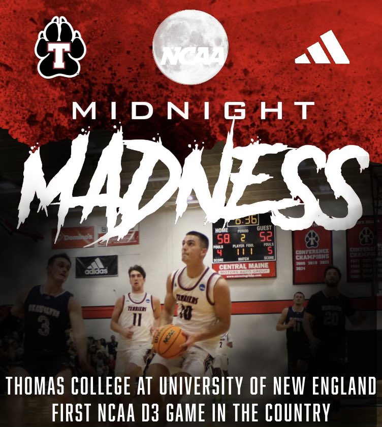 Thomas College Men’s Basketball (@terriersmbb) on Twitter photo Stay up to catch the first D3 regular season game in the country as the Terriers head down to Biddeford, ME to face UNE 🌙.
Tip-off scheduled for 12:01am Friday morning.
#DAWGS | No Limits
<a href="/HoopDirt/">HoopDirt.com</a> <a href="/d3hoops/">D3hoops/Patrick Coleman</a> Stay up to catch the first D3 regular season game in the country as the Terriers head down to Biddeford, ME to face UNE 🌙.
Tip-off scheduled for 12:01am Friday morning.
#DAWGS | No Limits
<a href="/HoopDirt/">HoopDirt.com</a> <a href="/d3hoops/">D3hoops/Patrick Coleman</a>