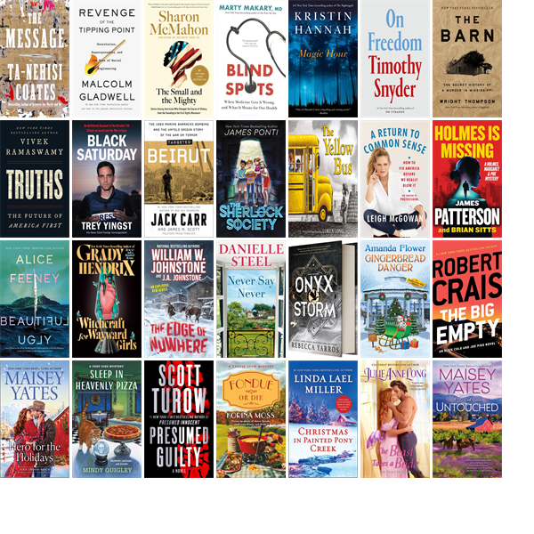 WilbrahamPubLib's tweet photo. This week the Wilbraham Public Library has 105 new books.  New items include The Message, Revenge of the Tipping Point, The Small and the Mighty, Blind Spots, Magic Hour, On Freedom, The Barn, Truths, Black Saturday, Targeted, and The Sherlock Society. https://t.co/K1Xaj0b2Jy https://t.co/BMIYuJuuQ4