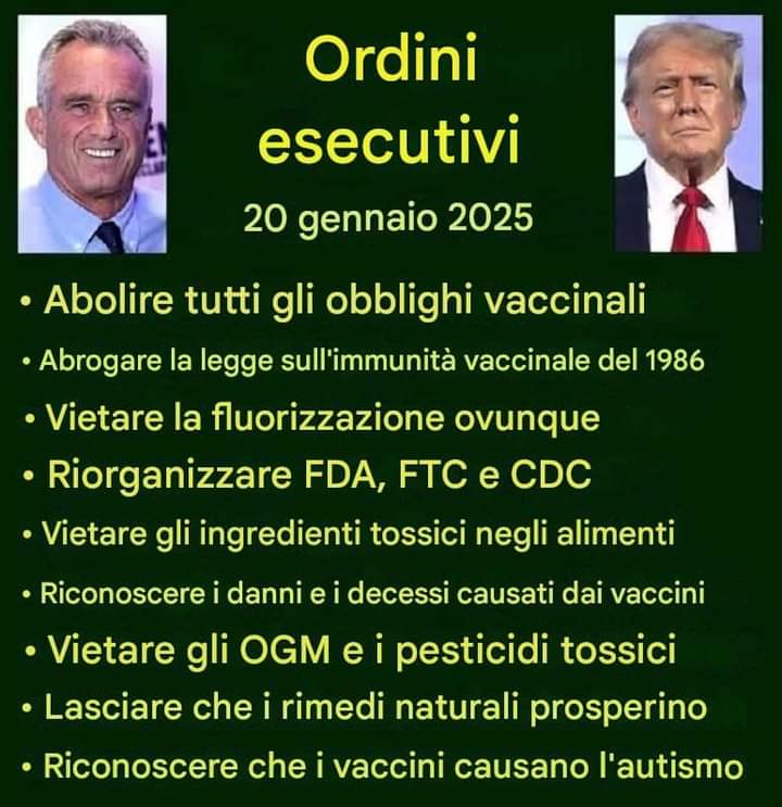 itsmeback_'s tweet image. Primo giorno esplosivo:
gli ordini esecutivi di #Trump e #RobertKennedyJr mandano in frantumi lo status quo e ridefiniscono la salute, la libertà e il governo degli Stati Uniti.

Ultime notizie: Trump e Kennedy scatenano una tempesta di ordini esecutivi il primo giorno. Mandati…