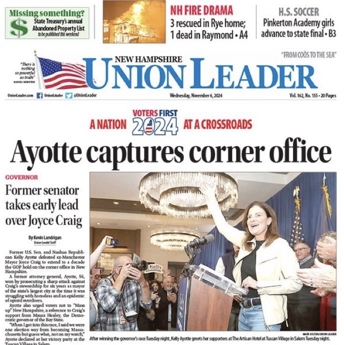 GOPGovs's tweet photo. Good morning New Hampshire and good morning Governor-elect @KellyAyotte! 

#nhpolitics #nhgov https://t.co/CsObLDjwyN