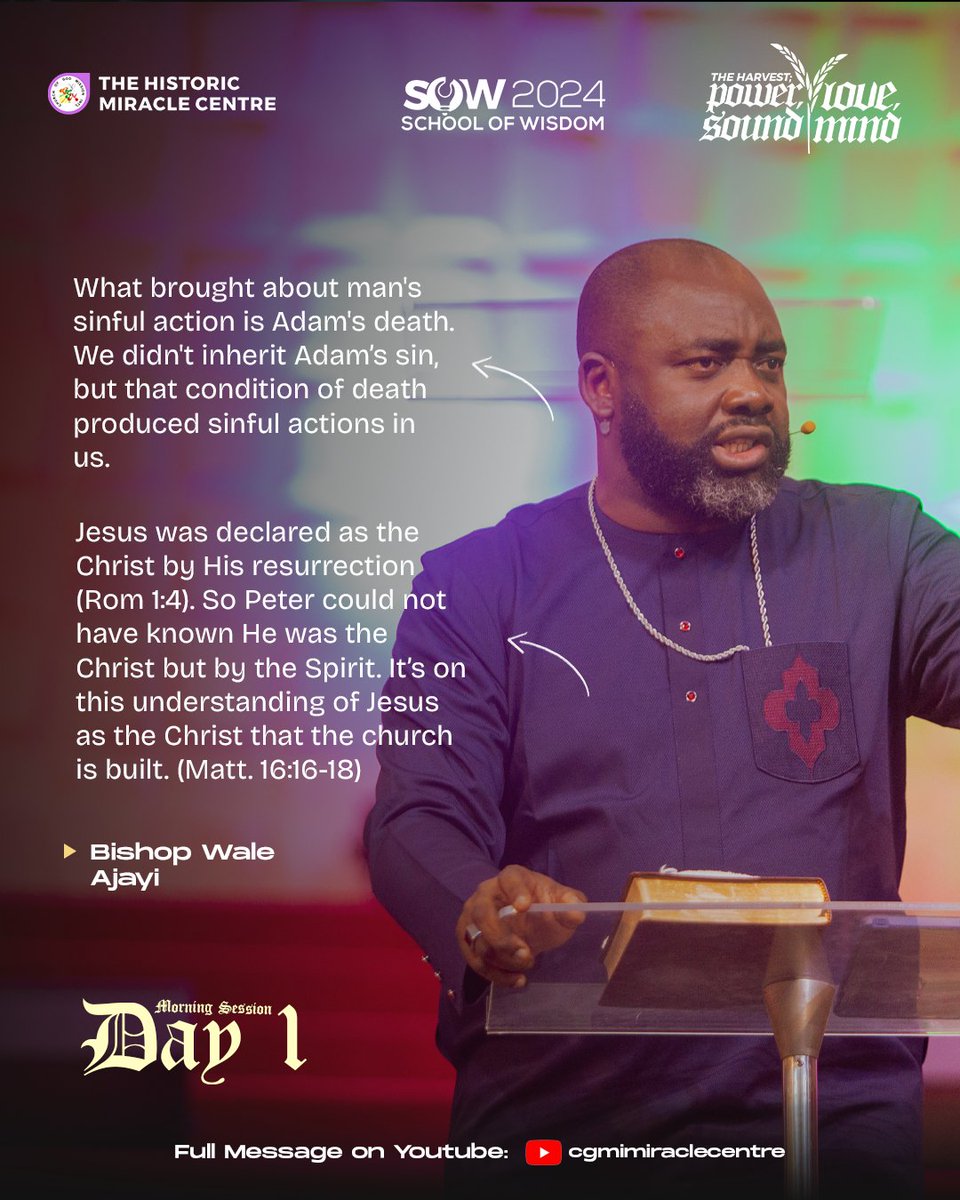 bishopwaleajayi's tweet photo. School of Wisdom 2024
Day 1, Morning Session 

-Bishop Wale Ajayi 

#sow2024 
#CGMiTHMC 
#PowerLoveSoundMind https://t.co/nT4Qzpr9Ce