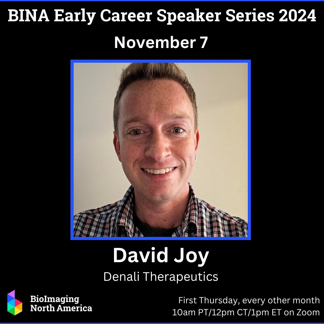 BioImaging North America (@bioimagingna) on Twitter photo The next Careers Speaker Series presentation is tomorrow, Nov 7 at 12 pm CT, hosted by the Early Career WG!
Join as David Joy, Denali Therapeutics, shares about his career journey
bioimagingnorthamerica.org/careers-speakeβ¦
Register to attend
bioimagingnorthamerica.org/events/careersβ¦
#Careers #Imaging #BioImaging The next Careers Speaker Series presentation is tomorrow, Nov 7 at 12 pm CT, hosted by the Early Career WG!
Join as David Joy, Denali Therapeutics, shares about his career journey
bioimagingnorthamerica.org/careers-speakeβ¦
Register to attend
bioimagingnorthamerica.org/events/careersβ¦
#Careers #Imaging #BioImaging