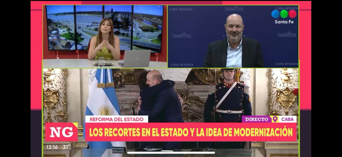 ComunicFederal's tweet image. [EN VIVO] El ministro de Desregulación y Transformación del Estado, @fedesturze, en canal 13 de Santa Fe (@Telefesantafe) #PuntoAPunto

santafe.mitelefe.com