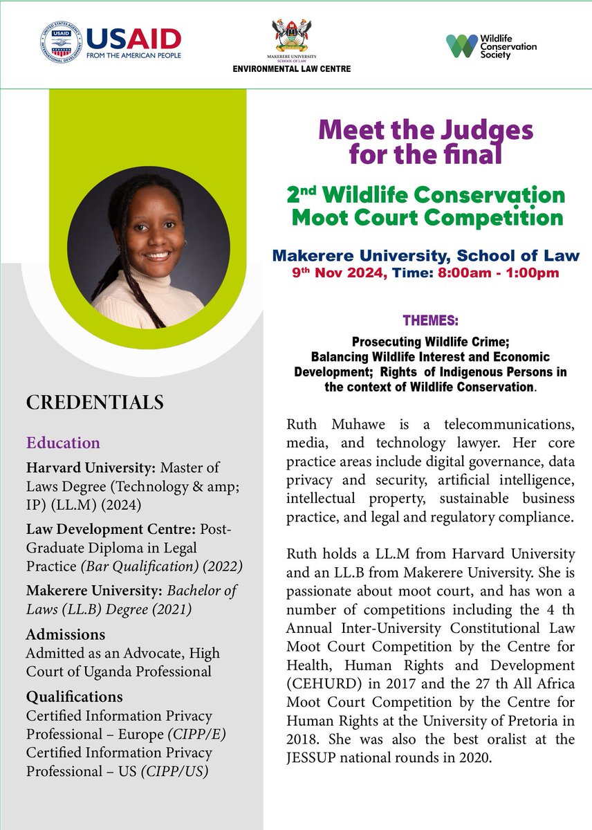 Dr. Dianah Ateenyi Ahumuza (@ateenyidianah) on Twitter photo We will profile the 5 Judges for the final rounds. This is a moot you can't afford to miss. Ladies and gentlemen, Ruth Muhawe. <a href="/MakerereLaw/">Makerere Law School</a> <a href="/Makerere/">Makerere University</a> <a href="/MakMootSociety/">Makerere Moot Society</a> <a href="/makpilac/">pilac</a> <a href="/ruth/">Ruth Sanford</a> We will profile the 5 Judges for the final rounds. This is a moot you can't afford to miss. Ladies and gentlemen, Ruth Muhawe. <a href="/MakerereLaw/">Makerere Law School</a> <a href="/Makerere/">Makerere University</a> <a href="/MakMootSociety/">Makerere Moot Society</a> <a href="/makpilac/">pilac</a> <a href="/ruth/">Ruth Sanford</a>
