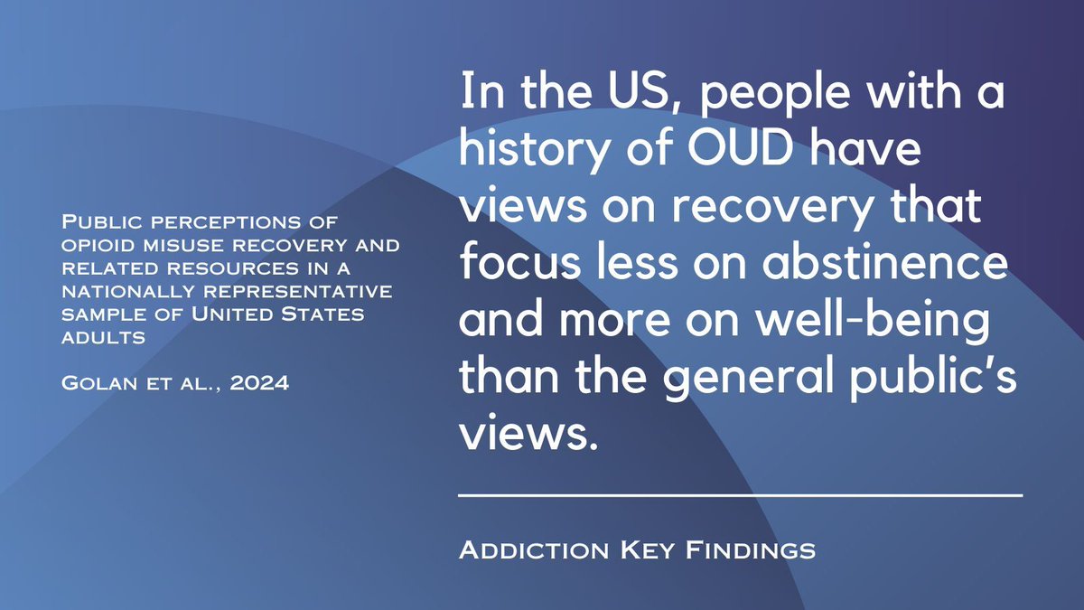 In the US, people with a history of opioid use disorder have views on recovery that focus less on abstinence and more on well-being than the general public's views. Read the full report by   <a href="/oliviakgolan/">Olivia K. Golan, PhD</a> <a href="/NORCNews/">NORC</a> and colleagues buff.ly/48BOx1v