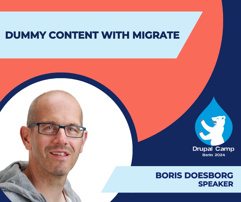 DrupalCamp Berlin keert terug. 

Na tien jaar komt de Drupal-community weer samen in Berlijn tijdens Drupal Week Berlin 2024. 

Onze collega Boris Doesborg deelt zijn expertise als spreker met het onderwerp: 'Dummy content with migrate.' 

Lees meer op: drupalcamp.berlin/en