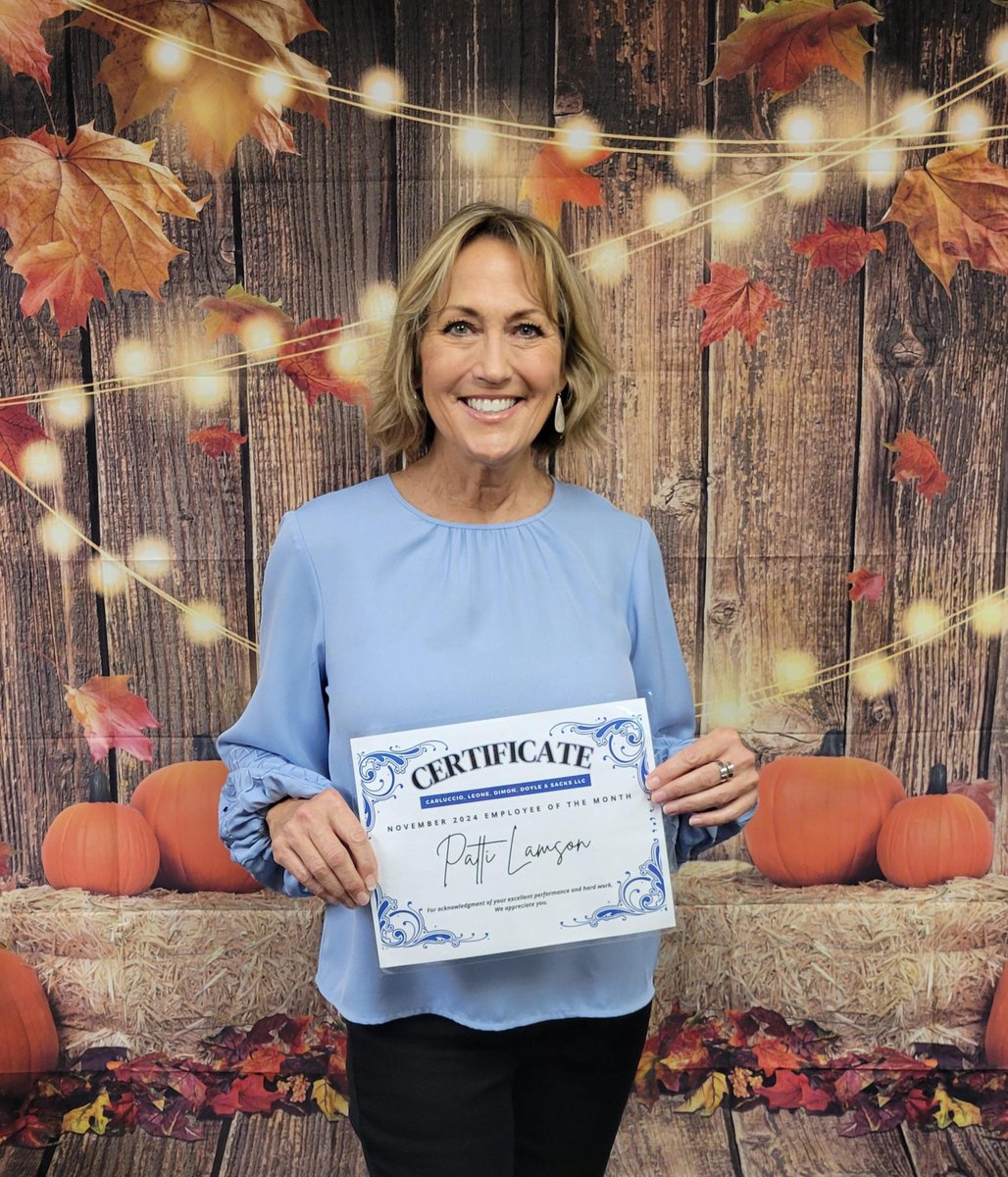CLDDGP's tweet photo. Congratulations to our November Employee of the Month, Patti Lamson!  Patti has been a paralegal with the firm for over a decade and she has become an integral part of the team.  She is quick to lend hand to whoever is in need and her generous spirit is appreciated! https://t.co/iLvDNjxoac