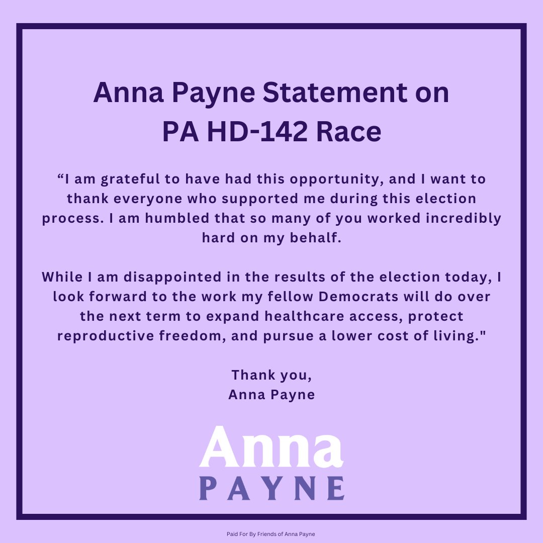 My statement on the PA HD-142 race: