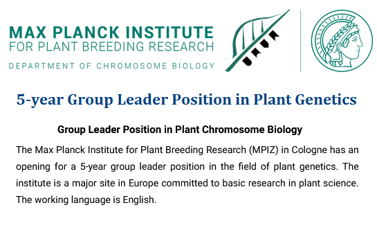 5-year Group Leader Position in Plant Genetics at Max Planck Institute for Plant  Breeding Research in Germany: https://t.co/69wpq7aMem via @agristok