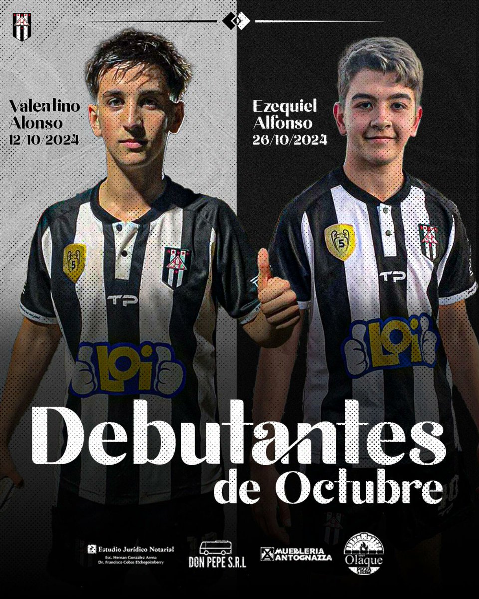 𝑶𝑪𝑻𝑼𝑩𝑹𝑬 𝑫𝑬 𝑫𝑬𝑩𝑼𝑻𝑺

El pasado mes de octubre en los encuentros vs 33 y Los Cardenales debutaron en 1era División los jugadores Valentino Alonso y Ezequiel Alfonso.

Felicitaciones muchachos 💪🏻