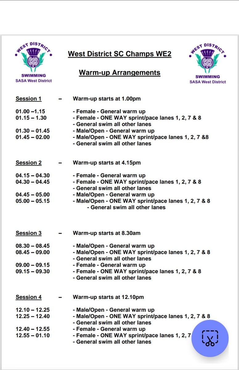 jsmith2329's tweet photo. @scotswimwest Warm Up times for this weekend at DG1 https://t.co/IJtRoVn16D