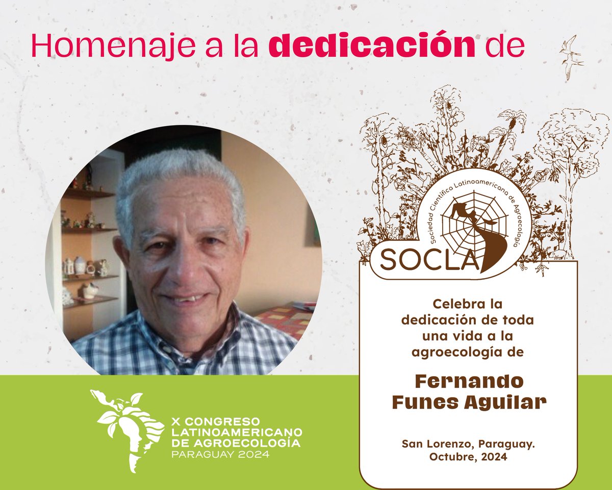 🌻 Con mucha admiración, desde SOCLA celebramos a aquellas personas que han dedicado toda su vida y su lucha a la agroecología.

Nilda Pérez 
Luis Vázquez
Fernando Funes Aguilar 

¡Muchas Gracias!