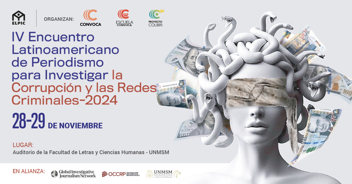 gijnEs's tweet photo. ¿Te gustaría saber cómo las investigaciones periodísticas lograron revelar casos de corrupción? 👁🗨
Únete al IV Encuentro Latinoamericano de Periodismo para Investigar la Corrupción y las Redes Criminales #ELPIC @ConvocaPe
📆 28 y 29 de noviembre
👉🏾 https://t.co/ccOA9IWTwx https://t.co/Kwsqxb7d2l