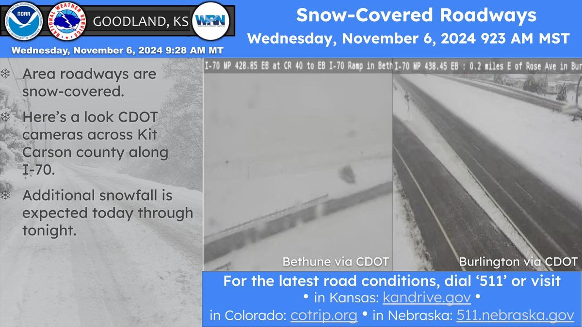 Here are some CDOT images of I-70 in Kit Carson county. The Highway is closed.  #cowx #newx #kswx