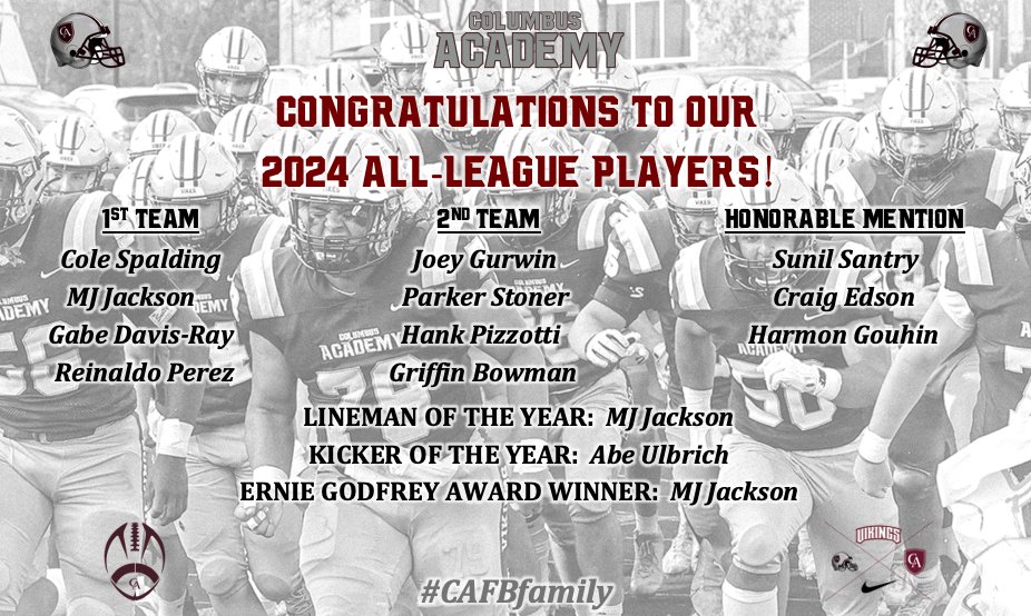 Coach Miller (@cacoachmiller) on Twitter photo Big congrats to our 2024 <a href="/CBLComms/">Central Buckeye League</a> <a href="/CA__Football/">Columbus Academy FB</a> All League honorees! <a href="/colespalding1/">Cole Spalding</a> <a href="/MNJ_Jackson56/">MJ Jackson</a> <a href="/gabe_davis5/">Gabe Davis-Ray</a> <a href="/reyperez_18/">Reinaldo Perez 4⭐️ ‘27</a> <a href="/gurwinj25/">Joey Gurwin</a> <a href="/SunilSantry/">Sunil Santry</a> <a href="/HarmonGouhin/">Harmon Gouhin</a> <a href="/abe_ulbrich19/">Abe</a> <a href="/CAathperf/">Columbus Academy Athletic Performance</a> #CAFBfamily Big congrats to our 2024 <a href="/CBLComms/">Central Buckeye League</a> <a href="/CA__Football/">Columbus Academy FB</a> All League honorees! <a href="/colespalding1/">Cole Spalding</a> <a href="/MNJ_Jackson56/">MJ Jackson</a> <a href="/gabe_davis5/">Gabe Davis-Ray</a> <a href="/reyperez_18/">Reinaldo Perez 4⭐️ ‘27</a> <a href="/gurwinj25/">Joey Gurwin</a> <a href="/SunilSantry/">Sunil Santry</a> <a href="/HarmonGouhin/">Harmon Gouhin</a> <a href="/abe_ulbrich19/">Abe</a> <a href="/CAathperf/">Columbus Academy Athletic Performance</a> #CAFBfamily