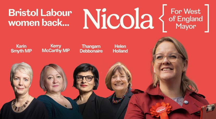 Honoured to have the support of incredible Labour women, <a href="/karinsmyth/">Karin Smyth</a>, <a href="/KerryMP/">Kerry McCarthy</a>, <a href="/ThangamDebb/">Thangam Debbonaire</a> &amp; <a href="/helenhbristol/">Helen Holland</a> in my run for WECA Mayor! With so few female mayors in the UK, it’s time to show the power of women in leadership in the West. Let’s make history together! 🌟💪 🗳️