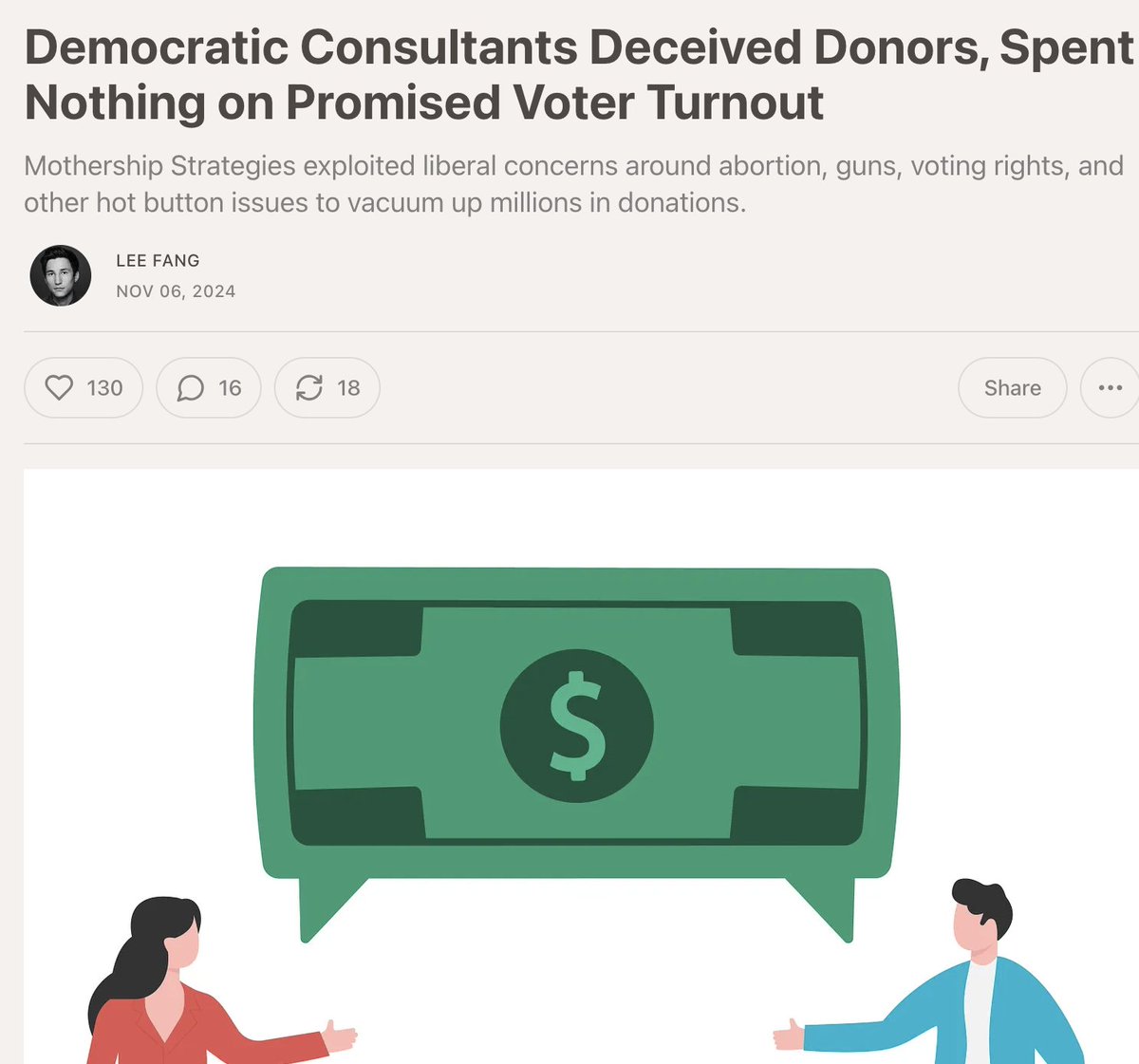 Democratic PACs were still spamming supporters yesterday throughout the election with demands for donations to "STOP TRUMP." Disclosures show many were spending zero on the presidential race, instead funneling millions to consultants. New piece up today.