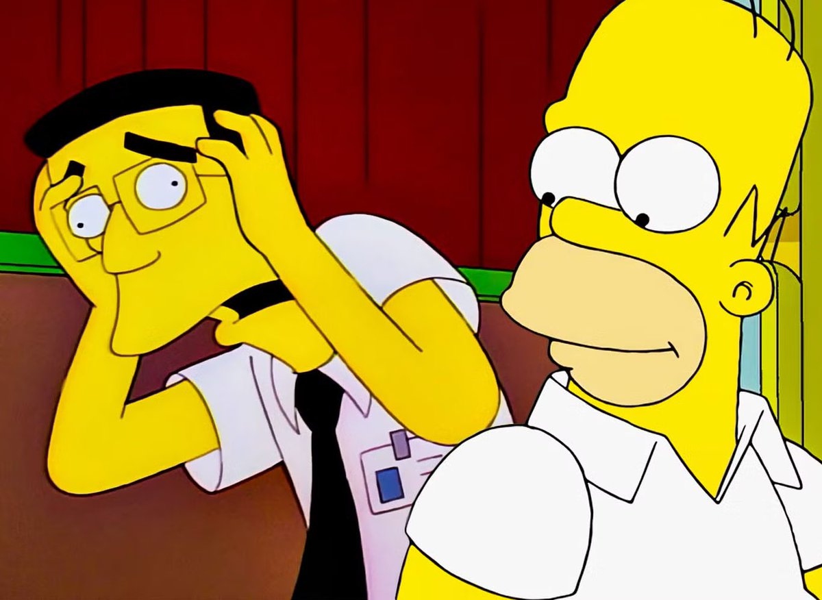 robisraelart's tweet photo. If you’re wondering how someone like Donald Trump &amp; the GOP could win an election without offering anything, I implore you to watch Simpsons Season 8, Ep 23 “Homers Enemy”. Also watch Season 9 Ep 22 “Trash of the Titans”. It will all make sense after that. https://t.co/ZO64mpqLoP