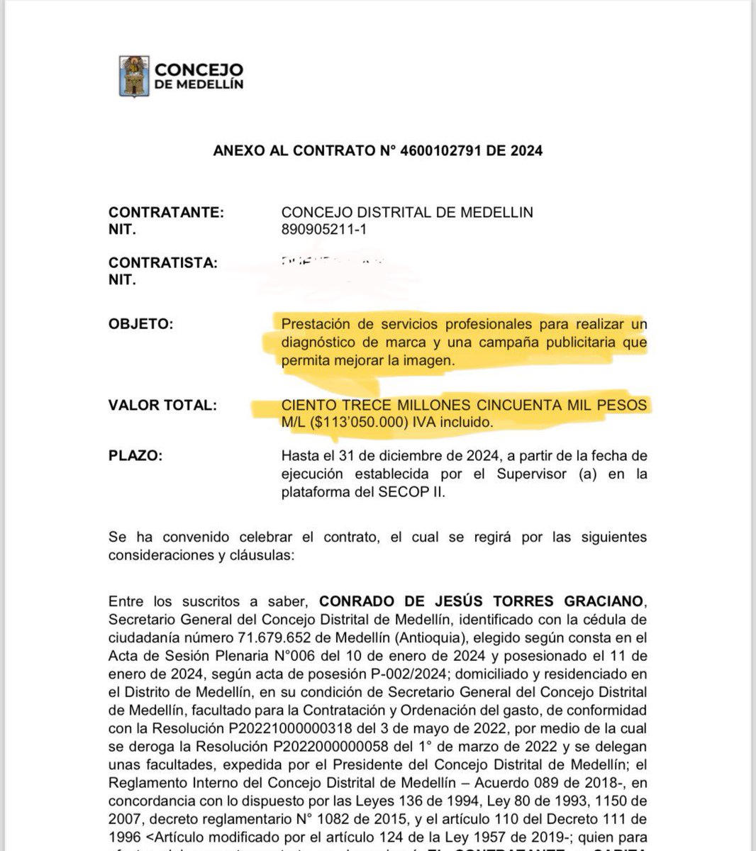 El presidente del concejo, Andrés Tobón, adjudicó un contrato por medio del concejo distrital por $113.050.000 para una campaña publicitaria con el fin de mejorar la imagen

¿Así de mal está la imagen del comité de aplausos de Federico Gutiérrez que les tocó pagar para mejorarla?