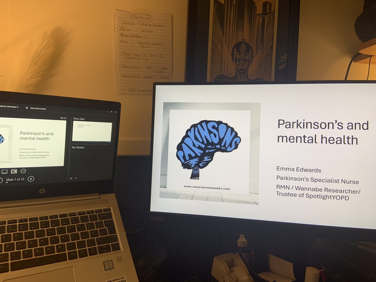 Excellent session chaired by the splendid Dr Charlwood of <a href="/DeNPRUExeter/">NIHR PRU in Dementia and Neurodegeneration Exeter</a> on Mental health access and challenges for people with Neurological conditions. Representation from HD and MND 2. 
Session available to watch soon. 

Credit to <a href="/jonny_acheson/">Jonny Acheson</a> for artwork used on slides.