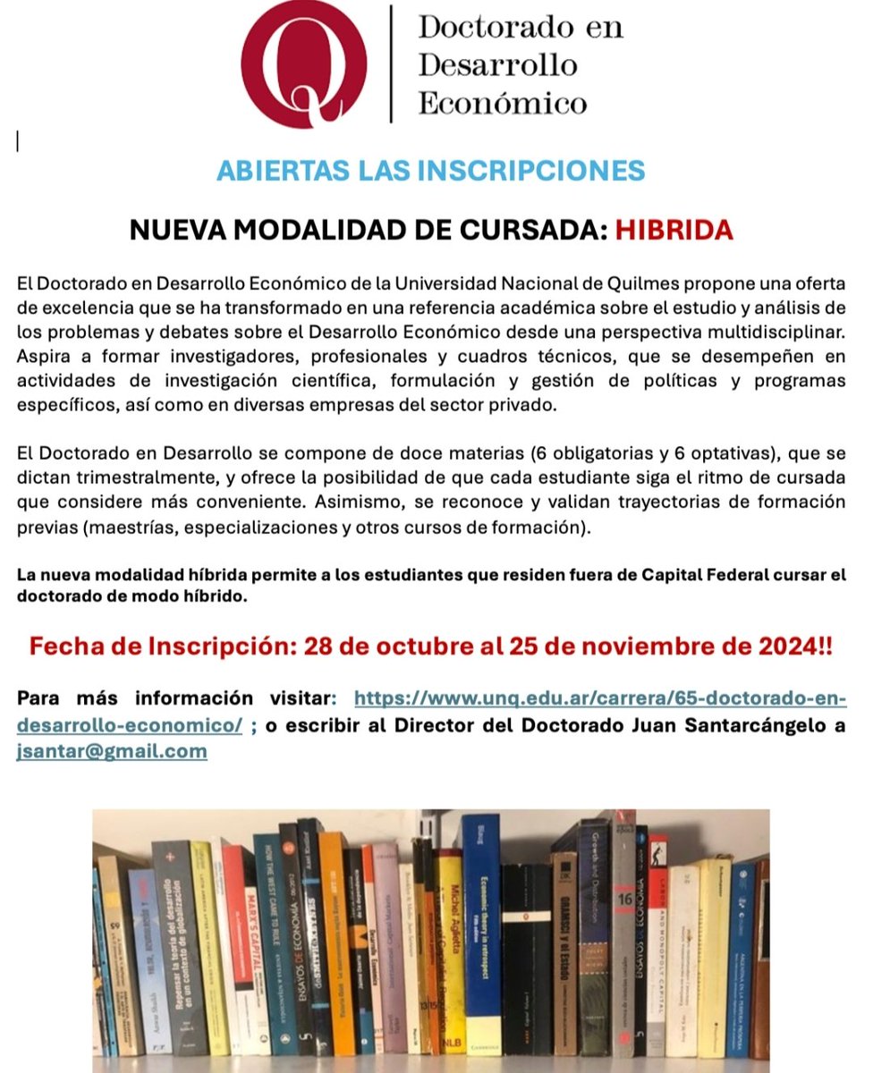 DoctoradodeU's tweet photo. Se abre la inscripción al Doctorado en Desarrollo Económico! Ahora se puede cursar desde cualquier lugar! https://t.co/YdpXHAclG0