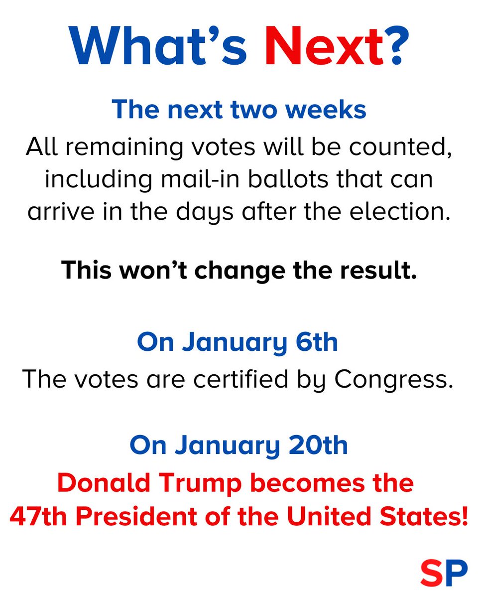 Still more to come - including Senate and House results - but for now, here’s what’ll happen next