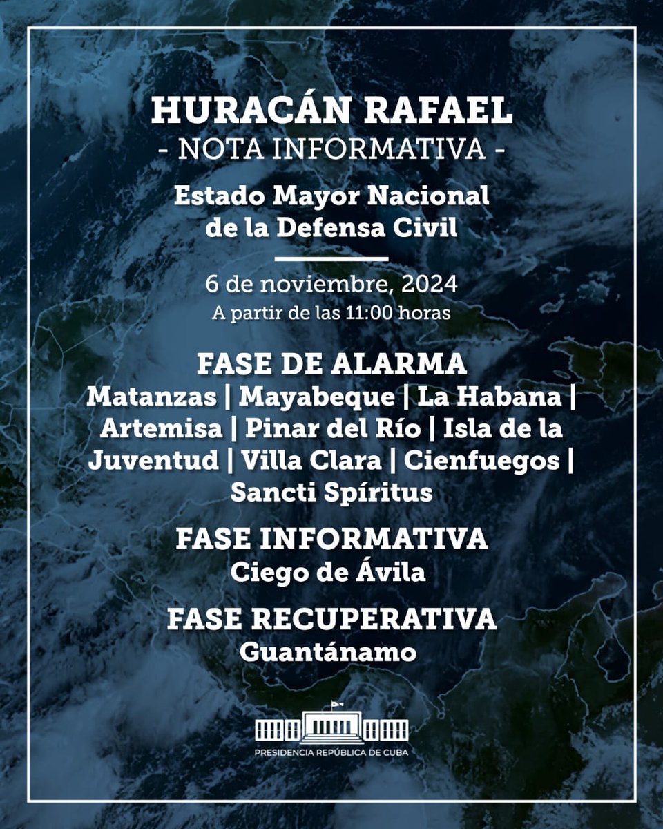 🚨EN VIVO⛈️🌪️🚨
Transmisión Especial <a href="/tv_cubana/">TV Cubana</a>
#TemporadaCiclónica2024
Detalles sobre el paso del Huracán Rafael 
Categoría 2 
#Cuba
▶️medidas preventivas
▶️Conecte con👇
tvcubana.icrt.cu/destacados/760…
👇
teveo.cu/live/video/d8w…
👇
teveo.cu/live/video/AKD…
👇
teveo.cu/live/audio/qnN…