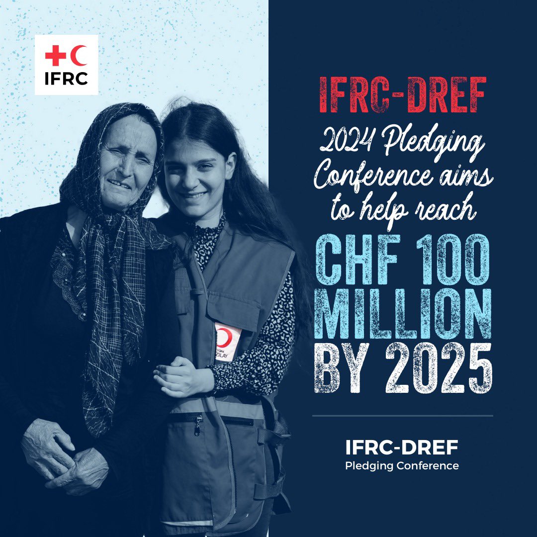 This week <a href="/IFRC/">IFRC</a> welcomes partners to its 2024 <a href="/IFRC_DREF/">IFRC-DREF</a> Pledging Conference - with hopes of coming one step closer to our funding goal to best support communities.

<a href="/IFRC_DREF/">IFRC-DREF</a> is the quickest, most efficient, &amp; most transparent way of getting funding directly to local actors.