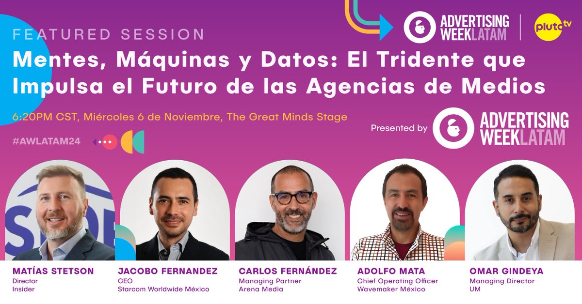 Cinco perspectivas únicas. Tres fuerzas transformadoras. Un futuro por definir. 

🔮 Únete a esta conversación crucial que marcará el rumbo de las Centrales de Medios en Latinoamérica y más. bit.ly/3ChCtXj #AWLATAM24