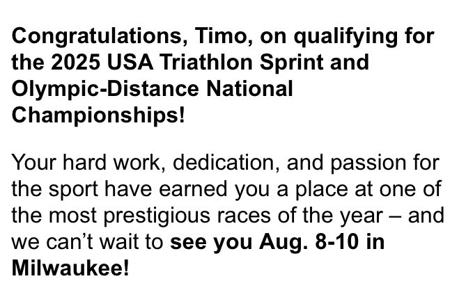 timoiseppala's tweet photo. WOW! What a suprise! Did not expect this. Thanks @usatriathlon! #Triathlon @rautamiehet in training #TwoMoreYears #GoalEnjoyTheDifference #Rautamiehet2025 https://t.co/Smlxcj8V3K