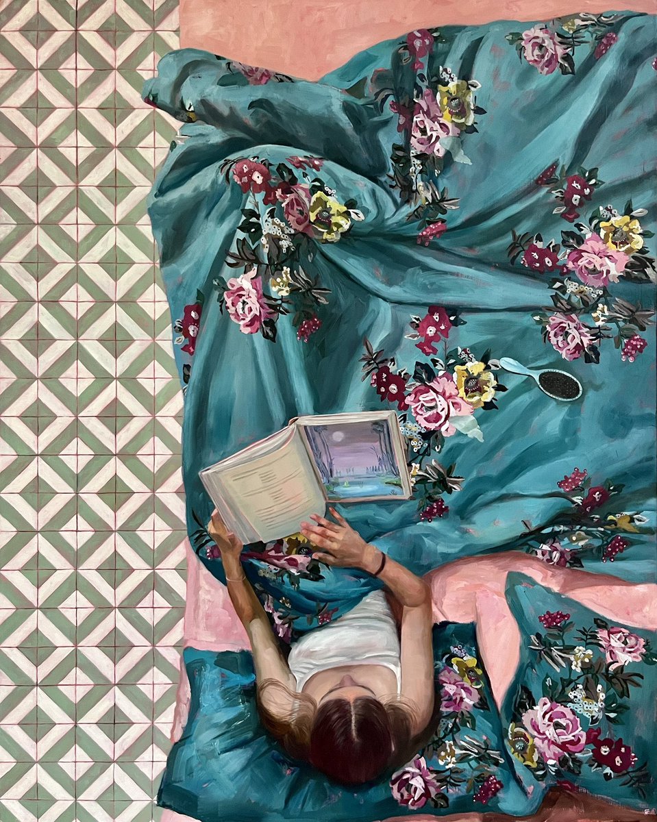 Ya desde la cama despido el día compartiendo un descubrimiento interesante y apropiado, se trata de la original mirada cenital de la pintora británica Frances Featherstone.

👇🏻Hilo corto.