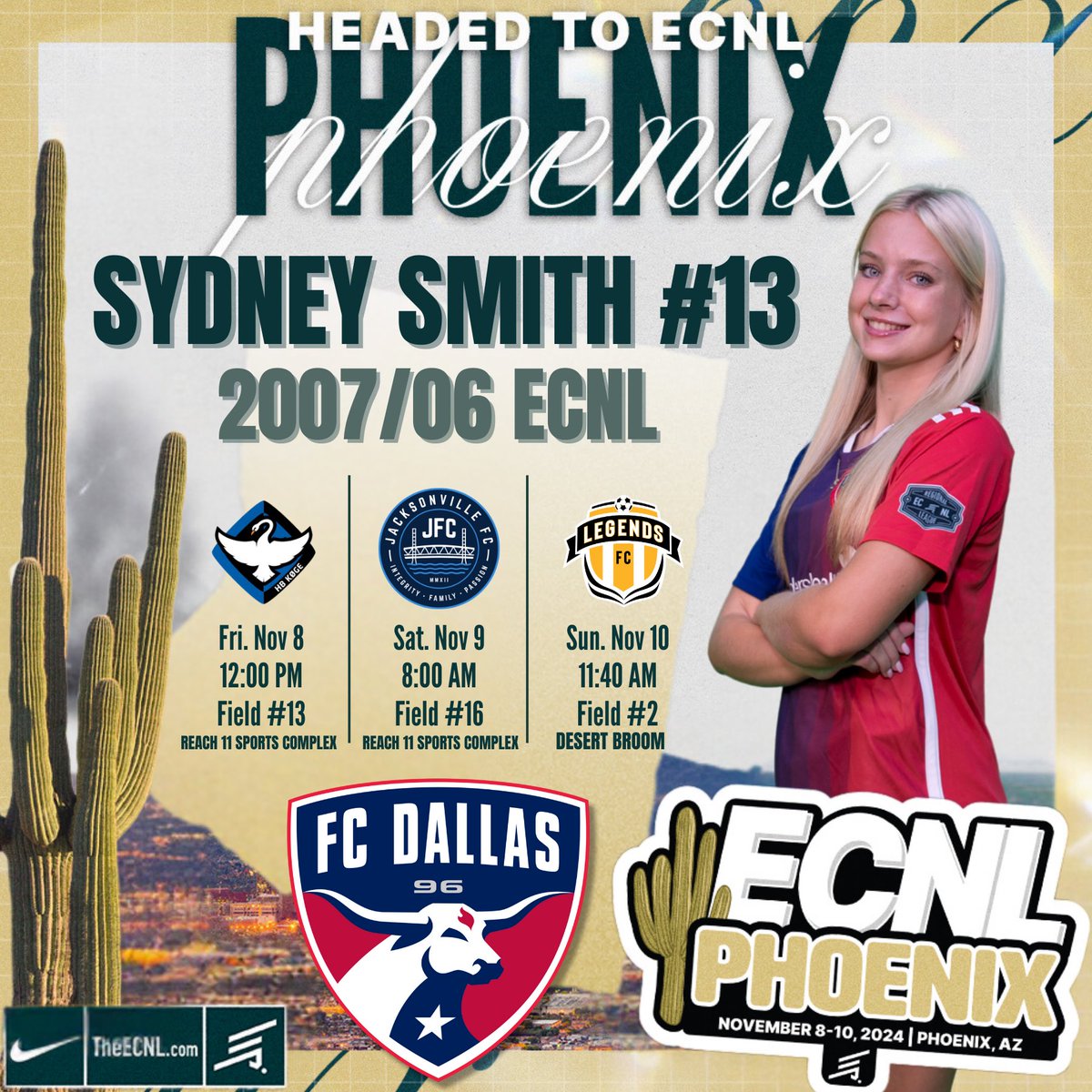 Sydney Smith (@sydneysmith_13) on Twitter photo excited for this weekend in Phoenix!!
<a href="/FCDallas07gECRL/">FC Dallas 07/06G ECNL RL1</a> <a href="/FCDGirlsECNL/">FC Dallas Girls ECNL</a> <a href="/CHS_LCS/">Lady Chargers Soccer</a> <a href="/LCUSoccer/">Lady Chaps Soccer</a> excited for this weekend in Phoenix!!
<a href="/FCDallas07gECRL/">FC Dallas 07/06G ECNL RL1</a> <a href="/FCDGirlsECNL/">FC Dallas Girls ECNL</a> <a href="/CHS_LCS/">Lady Chargers Soccer</a> <a href="/LCUSoccer/">Lady Chaps Soccer</a>