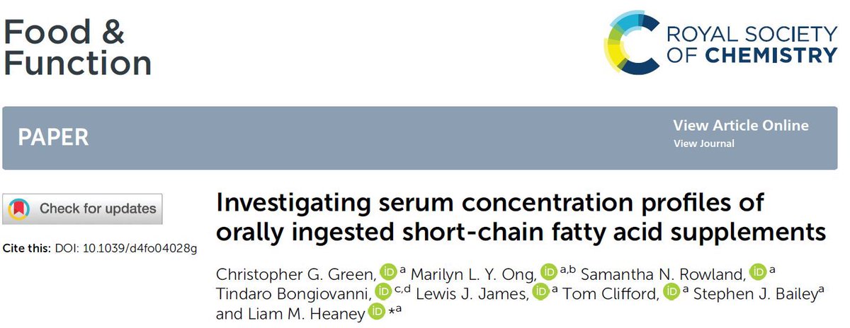 Mass Sportrometry Lab (@sportrometrylab) on Twitter photo Fantastic to finally have this published from <a href="/SCFattyChris/">Chris Green</a> thesis. We saw that serum concs of SCFAs peaked by 60 min and returned to baseline by 120 min following oral ingestion of SCFAs in dietary capsules. Useful info for future supplementation studies! pubs.rsc.org/en/content/art… Fantastic to finally have this published from <a href="/SCFattyChris/">Chris Green</a> thesis. We saw that serum concs of SCFAs peaked by 60 min and returned to baseline by 120 min following oral ingestion of SCFAs in dietary capsules. Useful info for future supplementation studies! pubs.rsc.org/en/content/art…