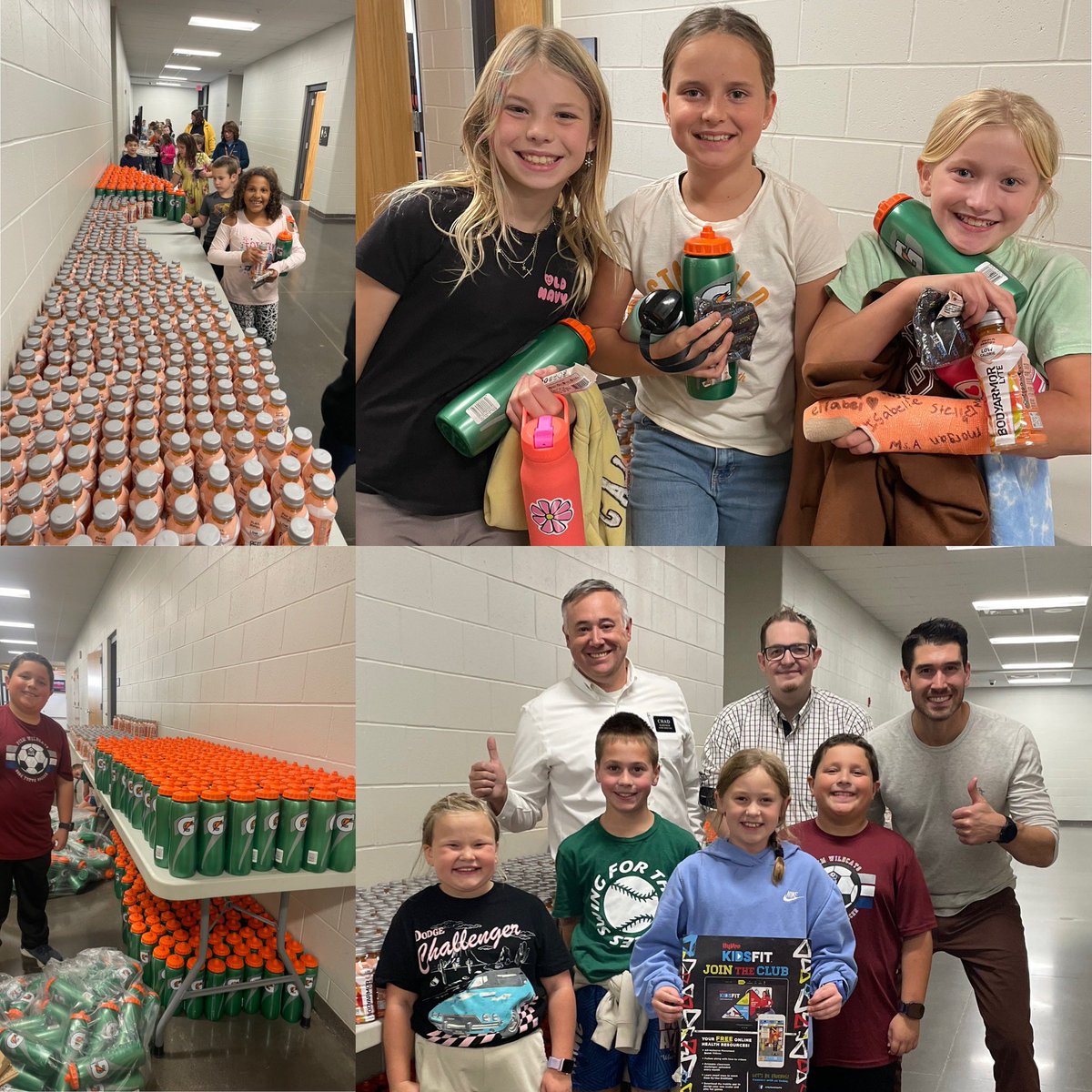 It pays to be healthy!  Thanks to the many Elementary classroom teachers who participated in the @HyVeeKidsFit challenge!

Hy-Vee delivered snacks and water bottles to the entire school today, and one 1st grade class is heading to US Bank stadium for a private tour tomorrow!