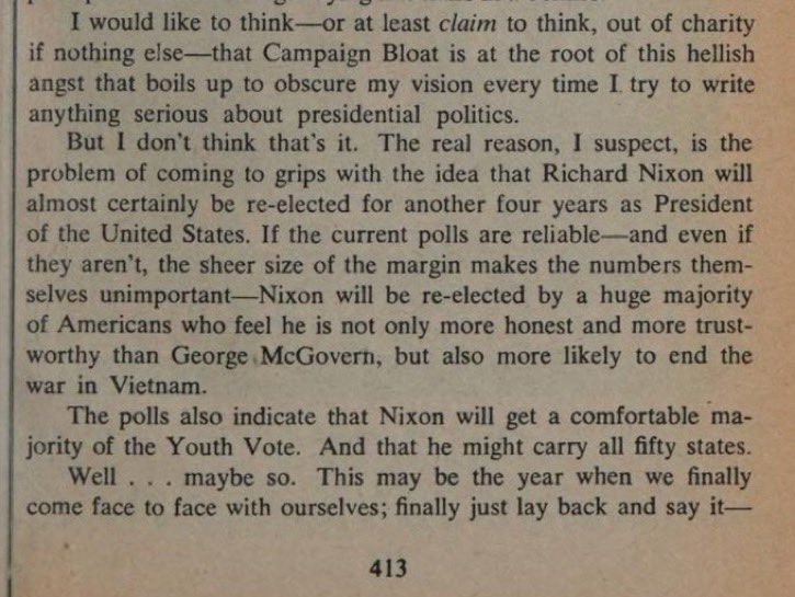 souljagoyteller's tweet photo. Hunter S. Thompson from his book “Fear and Loathing on the Campaign Trail ‘72” https://t.co/TYvzY66keX