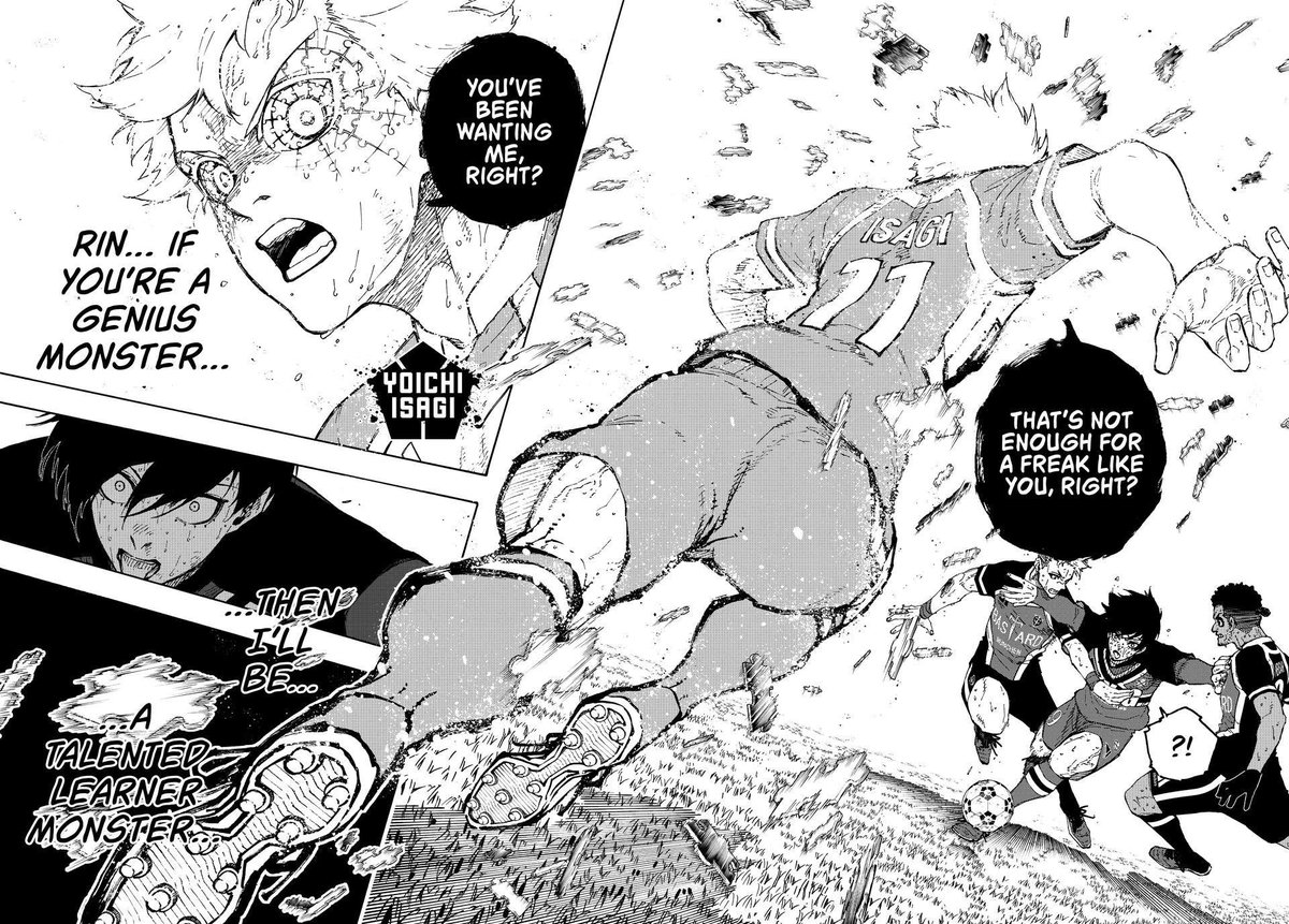 NewBear99's tweet photo. Isagi arrived to stop Rin with his new awakening. Given that Rin was the monster of the geniuses, Isagi vowed to become the monster of the talented learners🥹🔥 #bluelock #bluelock282 #BLLKSpoilers #bllk282 #ブルーロック #ブルーロックFA #isagi #ItoshiRin #rin #bllk #isagiyoichi https://t.co/1otBJslsom