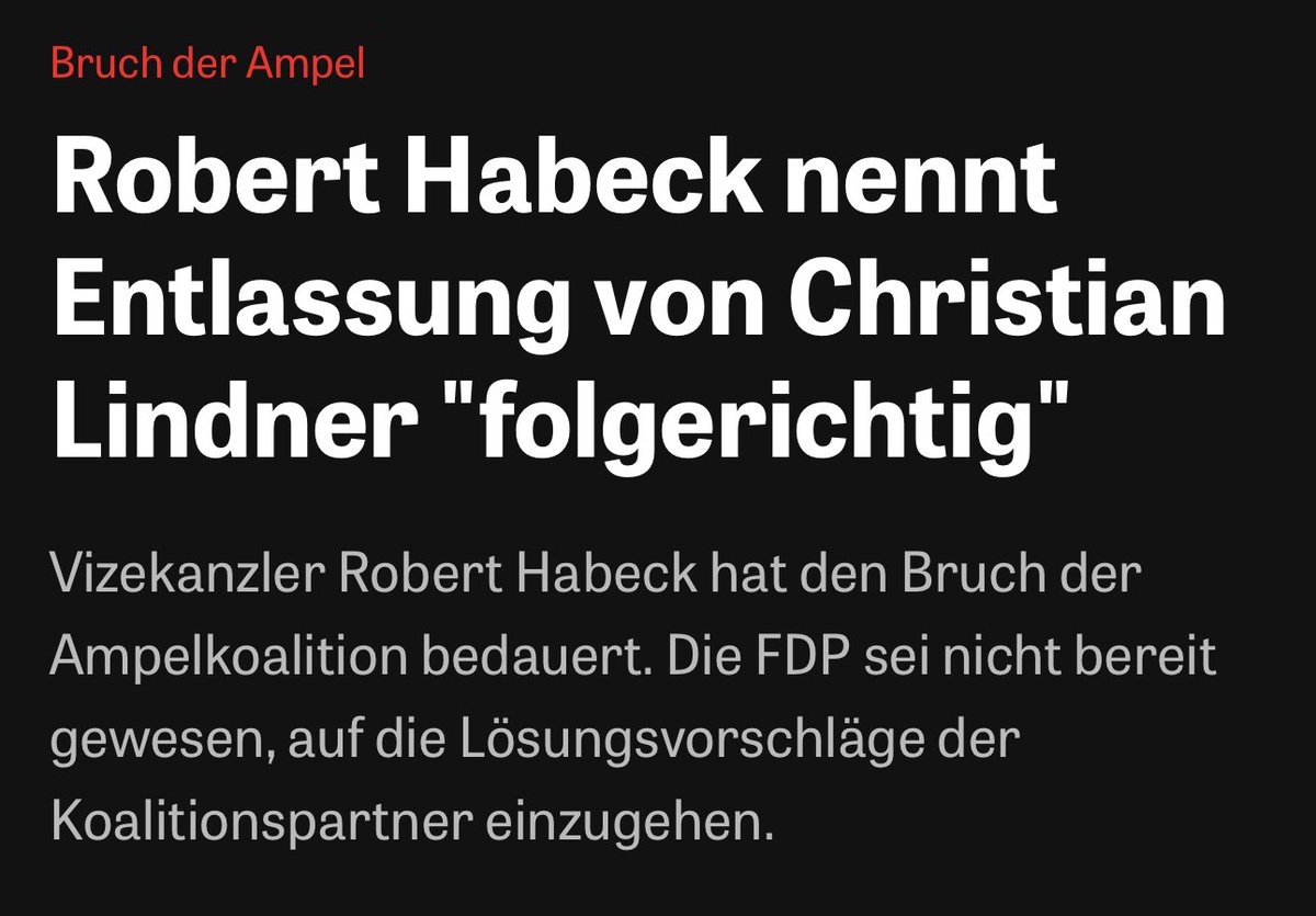 Es endet eine lange Hängepartie. So viele Aufgaben, so viele Chancen, die endlich wieder konstruktiv und handlungsfähig angegangen werden können. Das Land braucht Sicherheit und Klarheit; mit #Lindner offenbar nicht möglich. Jetzt wirds darum gehen, für Stabilität zu sorgen.