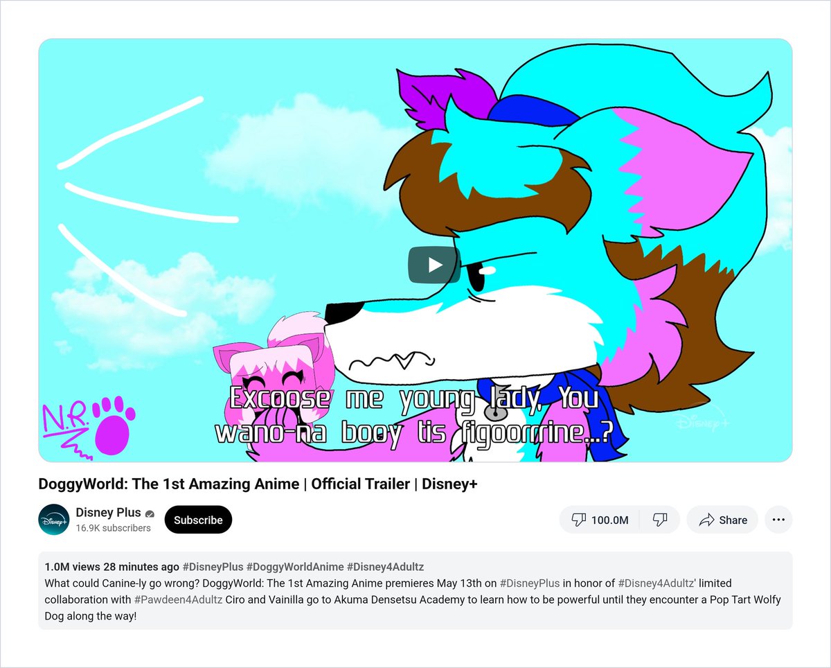 SupaPaperJewel's tweet photo. HEY GUYS, SOMEBODY FROM THE US SEND ME THIS NEW ANIME THAT'S ABOUT TO BE ON DISNEY PLUS BEFORE MY 20TH BIRTHDAY...! Nah, Just kidding! It's Just fanmade, Or maybe an AU i guess...
#Doggyworld
#mundoperro
#DisneyPlus
#AIB
#fakescreenshot https://t.co/4u4AyhESCK