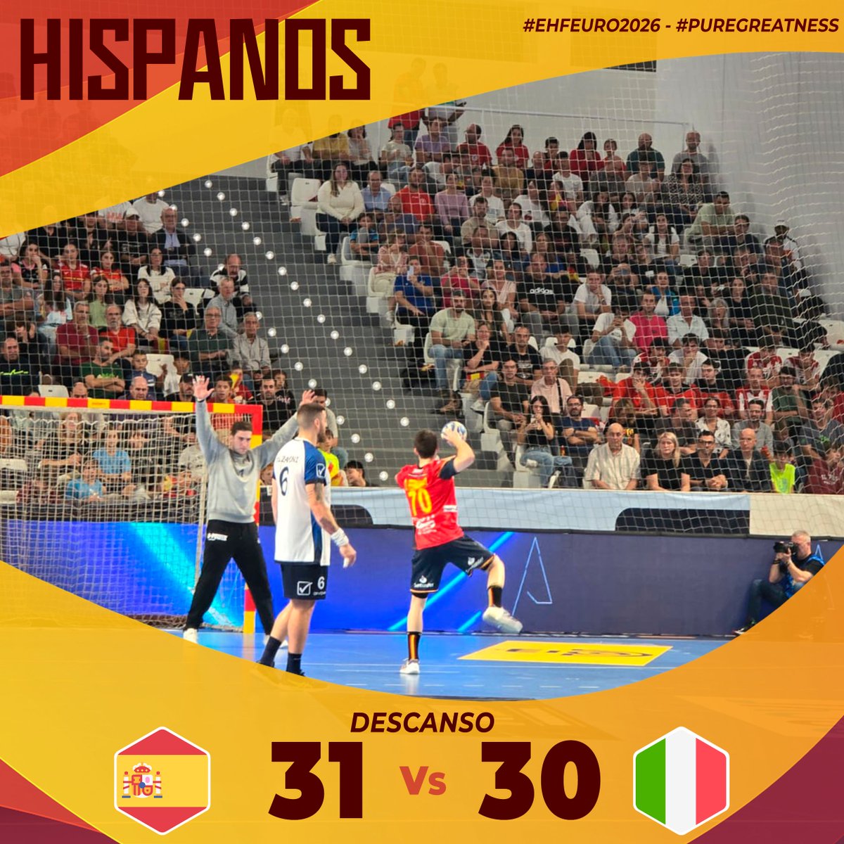 🏆 <a href="/EHFEURO/">EHF EURO</a>
📌 #Hispanos 🇪🇸
📍 Jornada 1 - Qualifiers Phase 2
🏟️ Pabellón Deportivo Puerto de Sagunto 
⏱ 60' - Final
📺 <a href="/teledeporte/">Teledeporte</a>

🆚 España 🇪🇸  31 : 30 Italia 🇮🇹

🎙️¡Los Hispanos se llevan un partido igualadísimo con remontada incluida!

🤝<a href="/EHFEURO/">EHF EURO</a> | @AytoSaguntoCom | esport