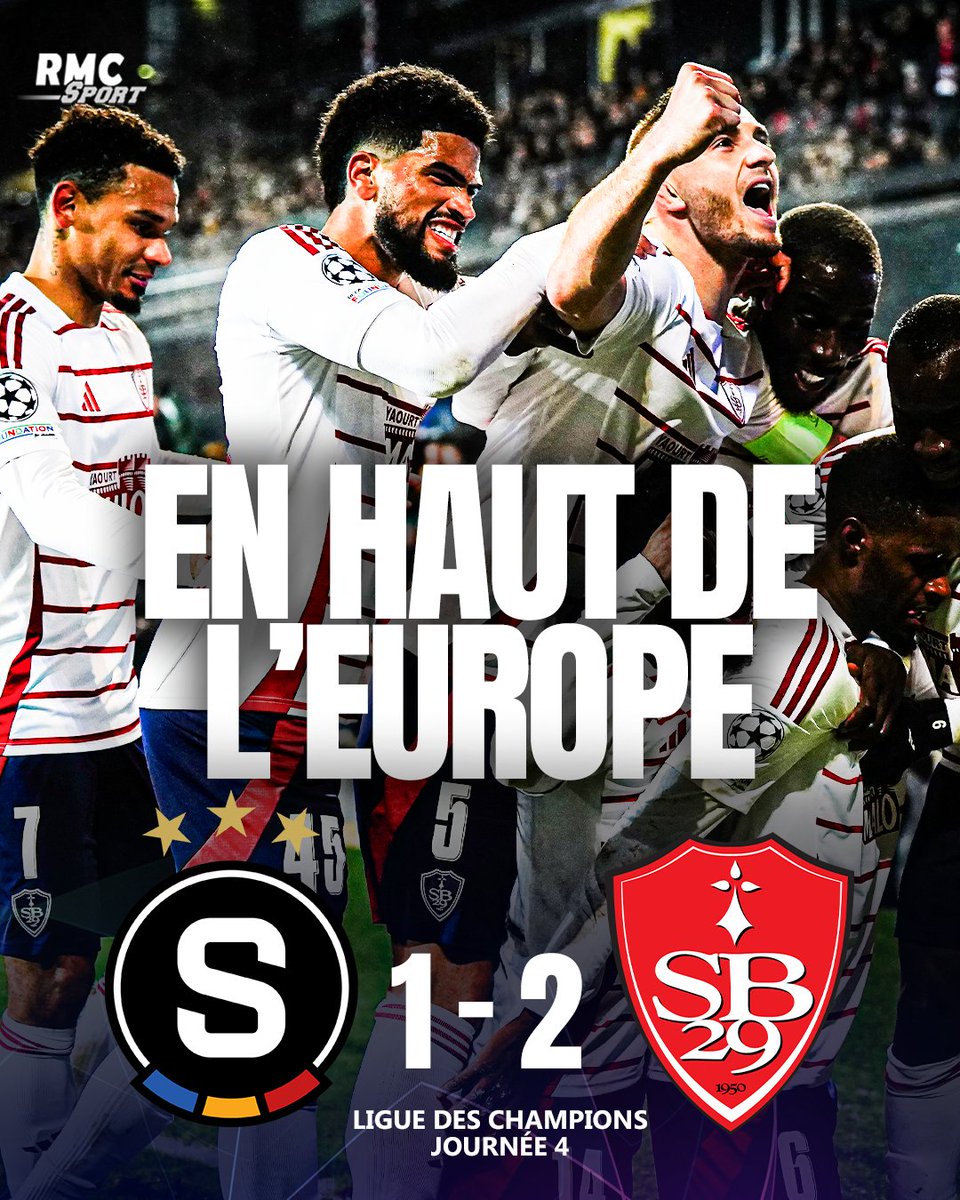 😱 INCROYABLE ! Grâce à sa victoire 2-1 au Sparta, Brest passe... quatrième du classement de la Ligue des Champions. Exceptionnel ! 🇫🇷✨

On est déjà à la moitié des matchs joués... L'exploit est dingue ! 👏