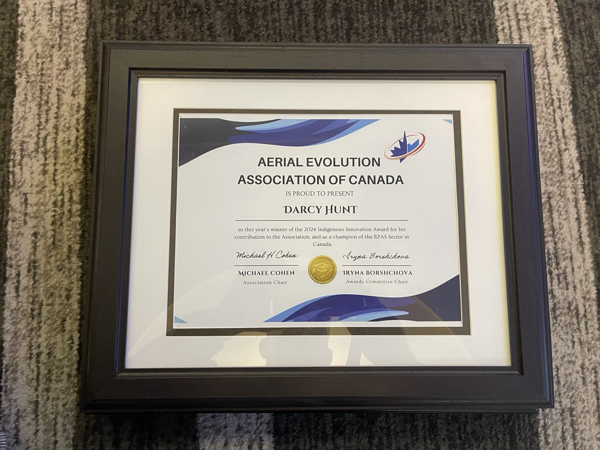 aerial_canada's tweet photo. And the awards at #AEAC2024 continue, with the Indigenous Innovation Award.

A heartfelt Congratulations to Darcy Hunt! https://t.co/7pamDE3onX